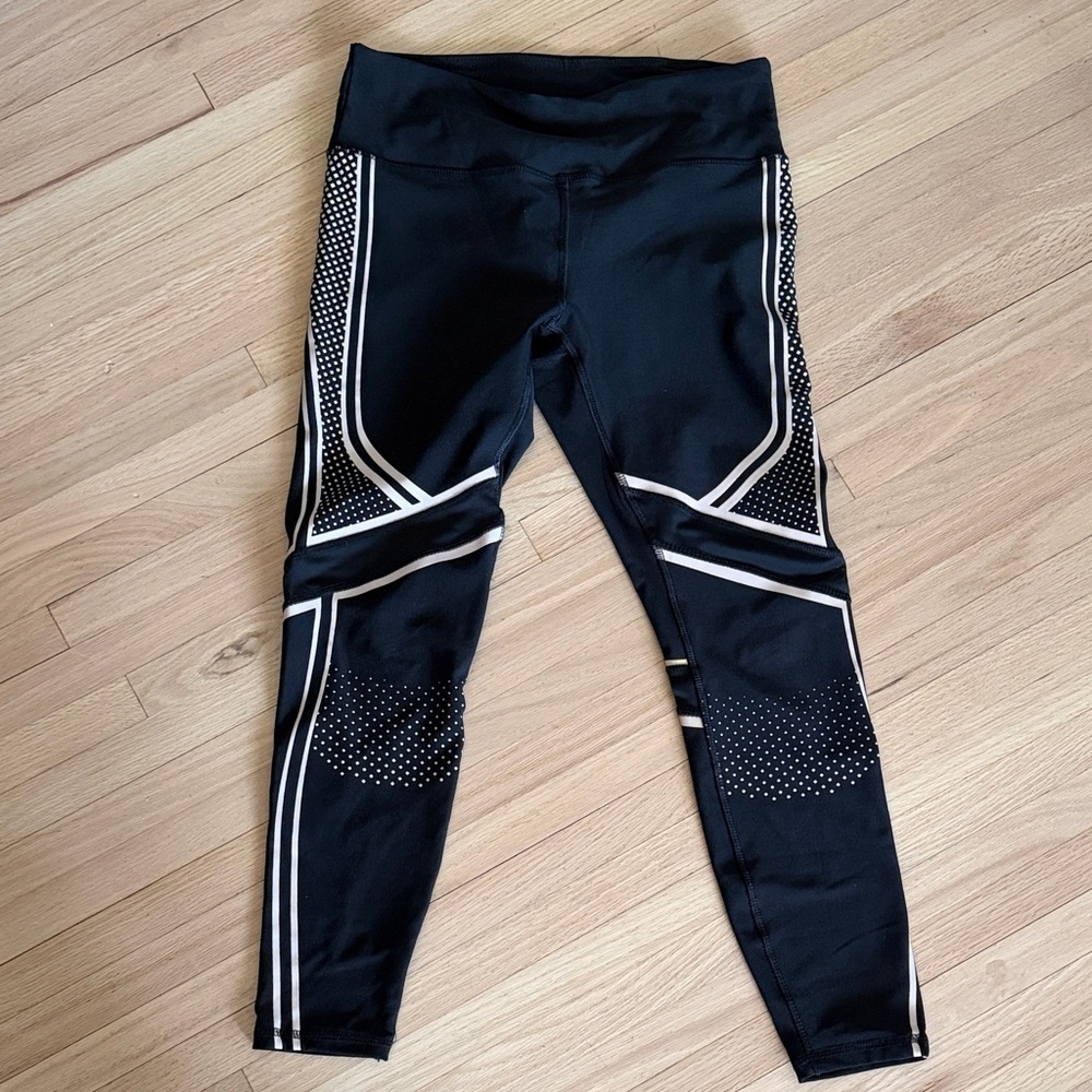 RBX - Black Athletic Leggings with White Trim - Medium